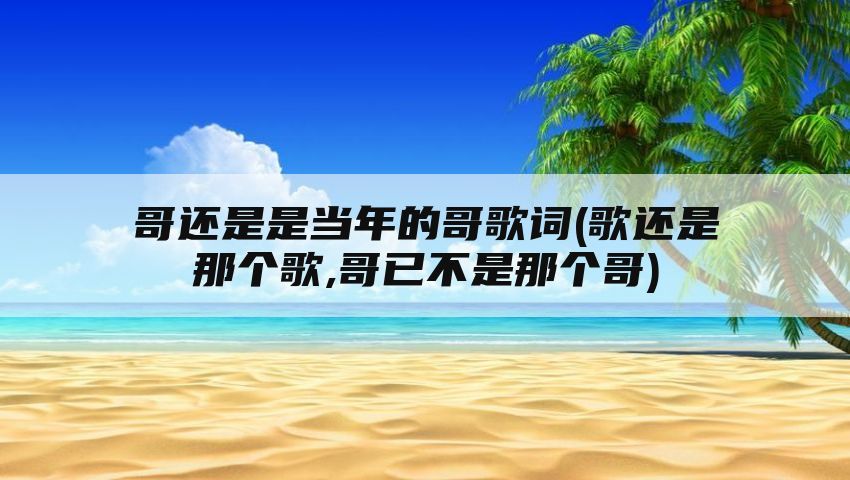 哥还是是当年的哥歌词(歌还是那个歌,哥已不是那个哥)