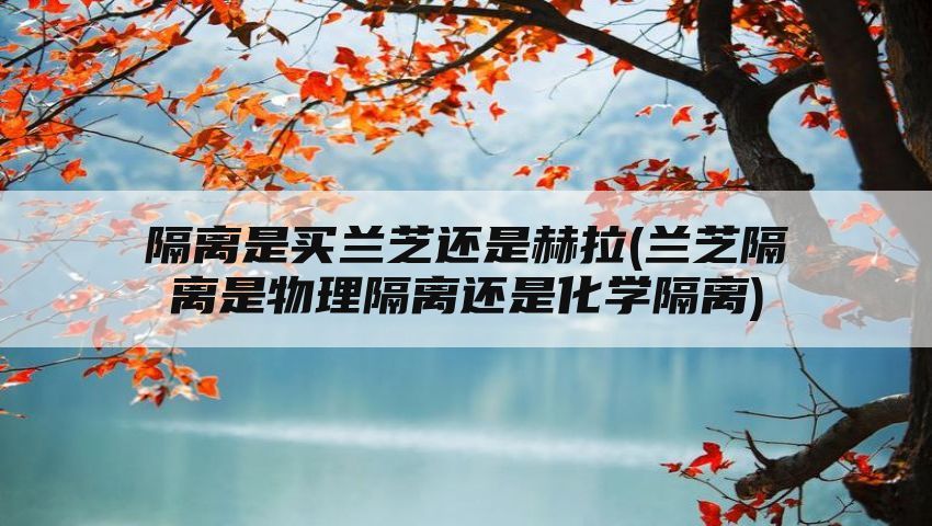 隔离是买兰芝还是赫拉(兰芝隔离是物理隔离还是化学隔离)